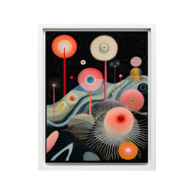 Espace cosmique psychédélique No3, Canvas, White Framed, 11"H x 14"W