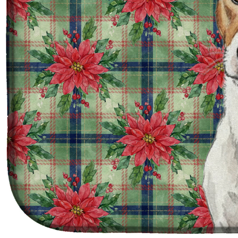 Tapis de séchage blanc blanc avec marques noires Russell Terrier PoinsettIas