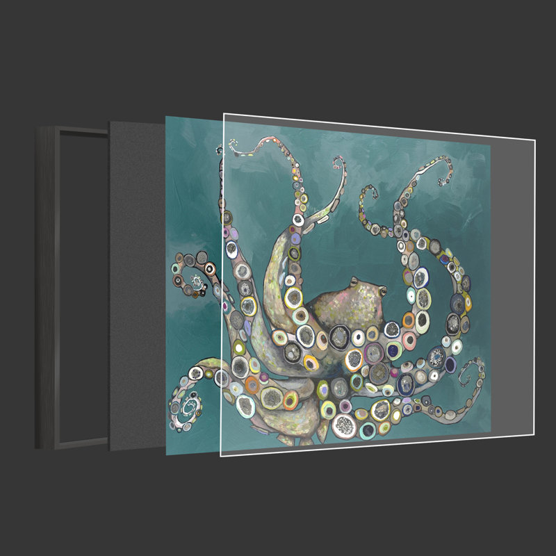 «Marine Animal Octopus», reproduction d'un seul cadre photo sur toile, Cadre noir, H 16 po x l 24 po x P 1,5 po