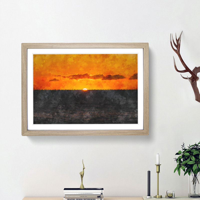 Goodbye to the Sun - Wall Art, Oak Single Picture Frame Wood, 33cm H x 45cm W x 2cm D