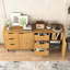 Armoire en bois naturel avec porte et tablette réglable pour rangement de salle de bain 3 tiroirs