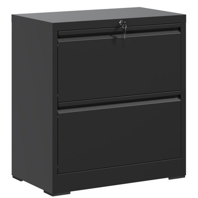 2 Drawer Black Metal Lateral File Cabinet, Rust - Steel, Bearing Full Suspension Drawers, Accommodates Multiple Sizes, Tipping, Simple Installation Build, Slide Rails, Large Capacity For Hanging