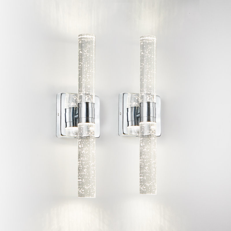 Ensemble de 2 lumières murales en cristal 17 "(H), Chrome chrome