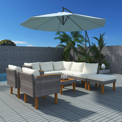 Ensemble 9 pièces de meubles de patio en rotin