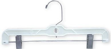 Cintre en plastique pour pantalons / jupes avec pinces pour jupes / pantalons, blanc