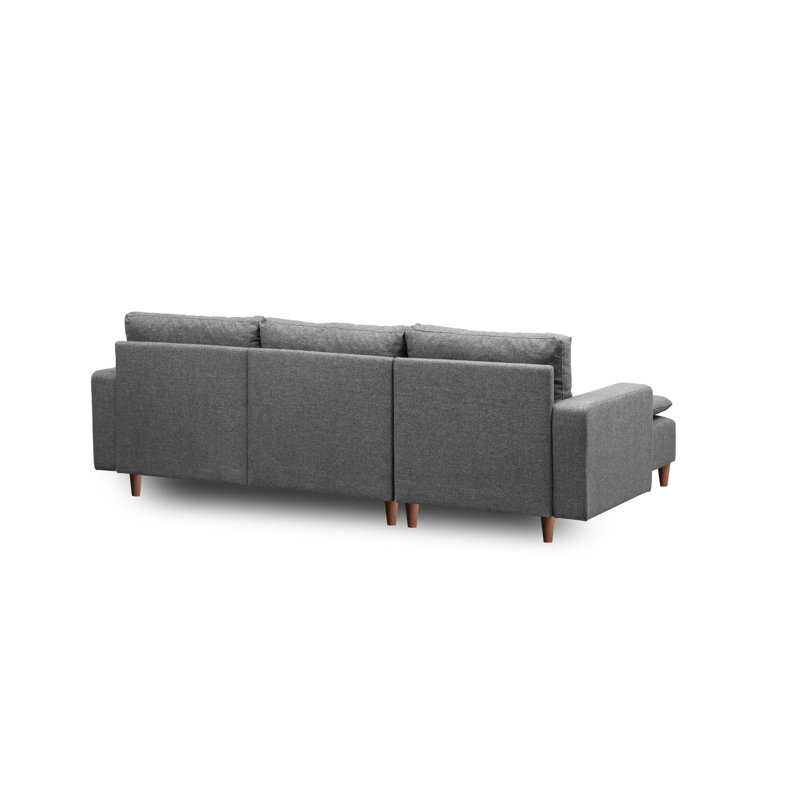 Modern Corner Sofa, Dark Grey, 100% Metal Frame & 100% Polyester Fabric, 89.4 x 31.5 x 18.1 inches | High DNS Foam & Silicon Fiber Cushions | Stylish Scandinavian Design, Perfect for Living Room & Hotel Lounge