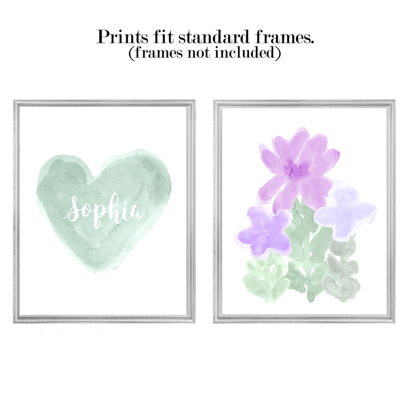 Jardin de fleurs artistique avec cœur personnalisé, impressions sur papier, H 10 po x l 8 po x P 0,06 po, Menthe