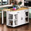 Îlot de cuisine de 47,2 po avec table à rallonge de 13,8 po, placage en bois d'hévéa, rangement interne, centrale électrique intégrée-779632295