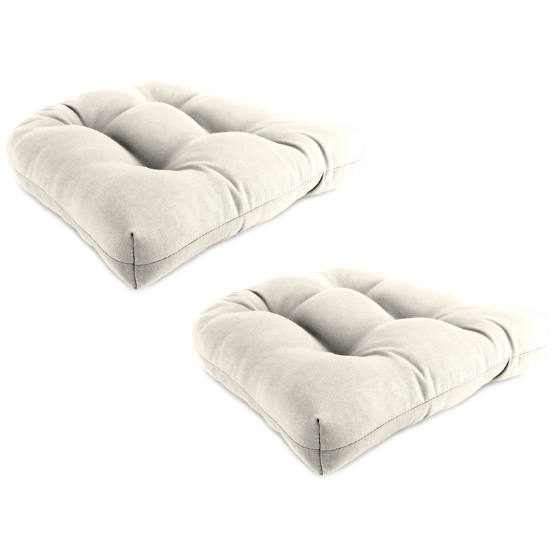 18" x 18" Contoured Outdoor Wicker Seat Cushion (Set of 2), White