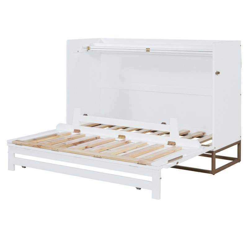 Grand lit escamotable avec pieds en fer, lit escamotable mural moderne, lit pliable pour la chambre à coucher, finition blanche