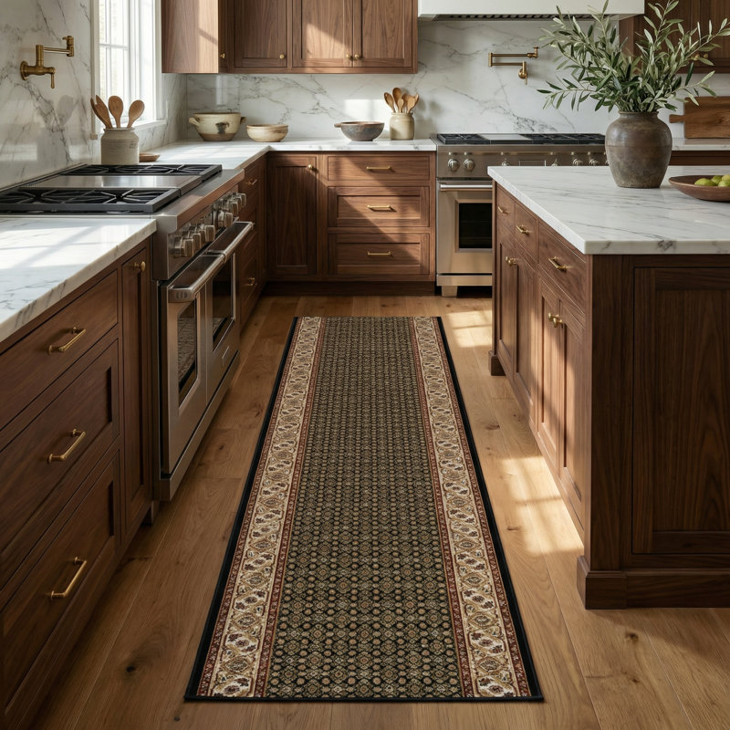 Tapis de couloir intérieur / extérieur 3 pi x 10 pi (2 pi 8 po x 10 pi) noir / beige Persis