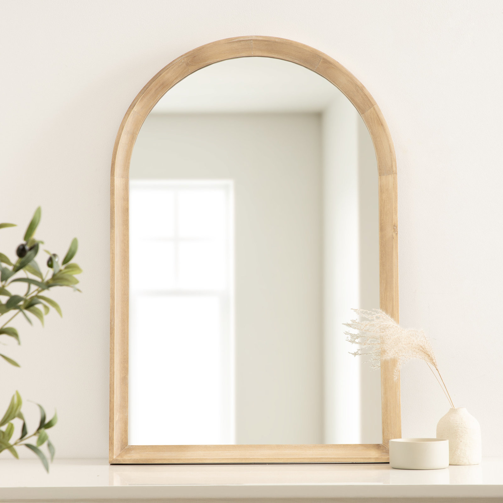 Branwell Wood Mirror, 36" x 24", Light Beige