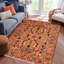 Tapis orange / noir / vert en laine noué à la main à motif oriental de 5 pi 4 po x 6 pi 7 po Oswal
