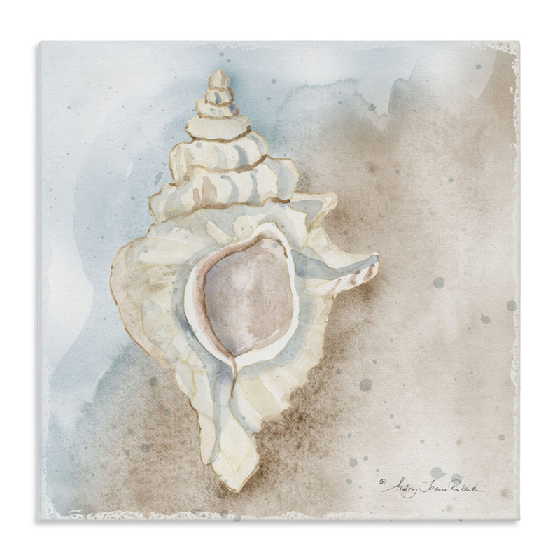 Conch subtile sur toile de rivage, conception par Audrey Jeanne Roberts, H 17 po x l 17 po