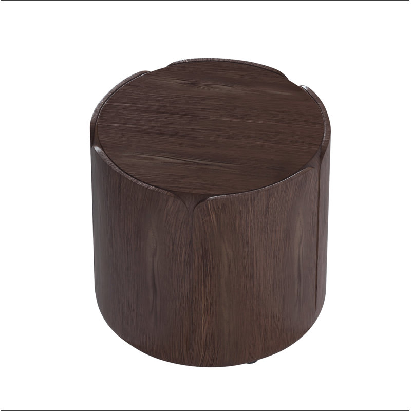 19.29"H Round Outdoor Indoor Side Table, Modern Wood Grain Patio Garden Stool, Sturdy MGO (Magnesium Oxide) Waterproof, No-Assembly Table For Patio, Garden, Backyard, Living Room