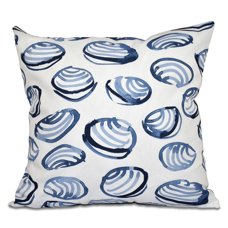 Coussin extérieur Rocio Clams, H 20 po x l 20 po, Bleu