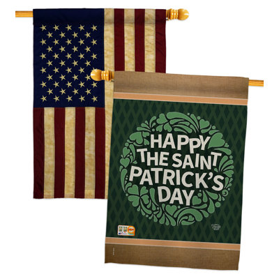 Drapeau de maison en polyester 3 faces 3 pi 3 po x 2 pi 3 pi Happy St. Patrick
