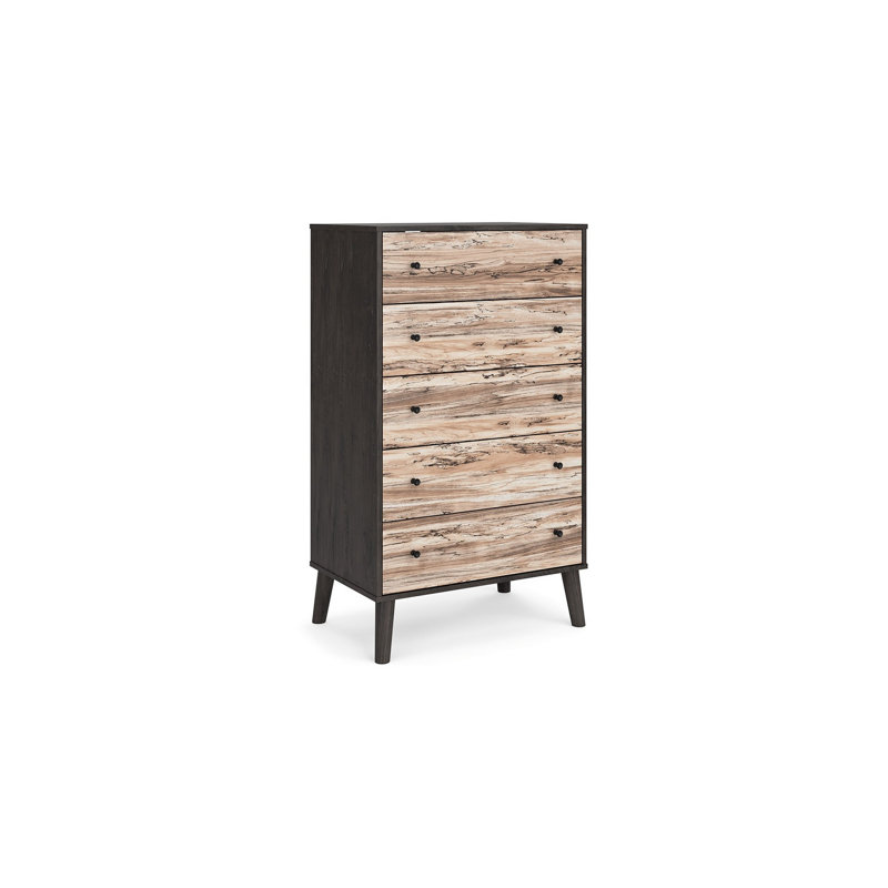 Piperton Two-Tone 5-Drawer Chest with Charcoal and Sugarberry Finish