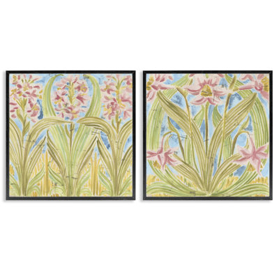 Floral Palau Tiles 2pc Framed Giclee Set, design by June Erica Vess