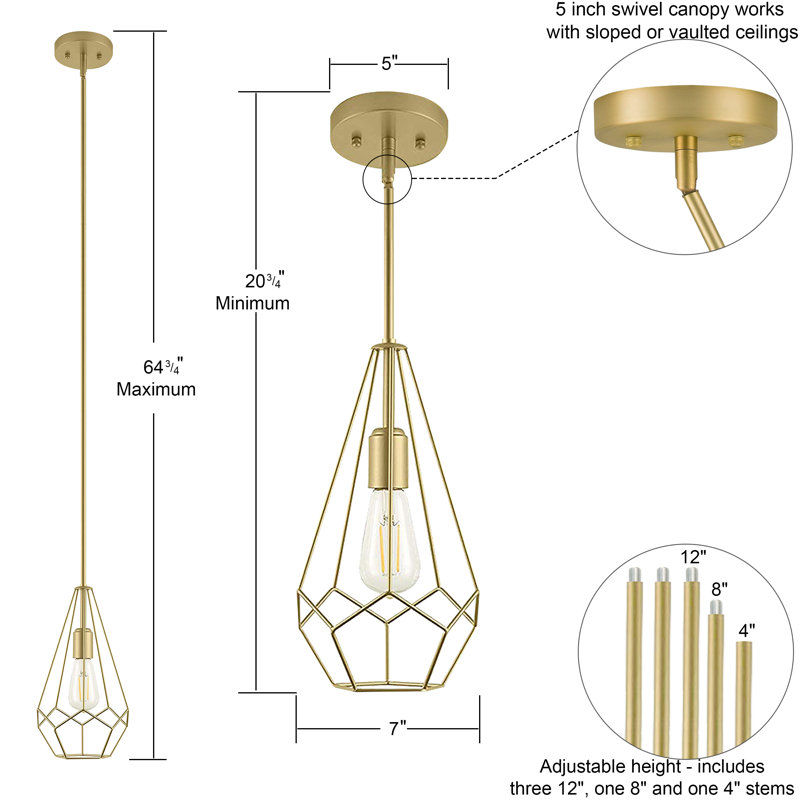 Luminaire suspendu géométrique 1 lumière Shoreditch, Bronze foncé