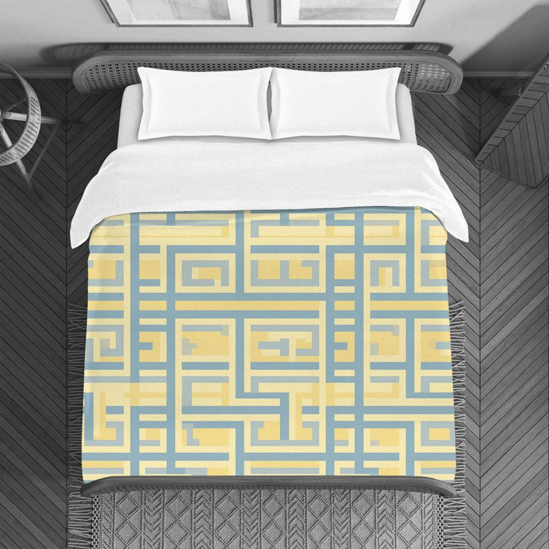 Housse de couette Mandala, Housse de couette grand, Bleu / Jaune