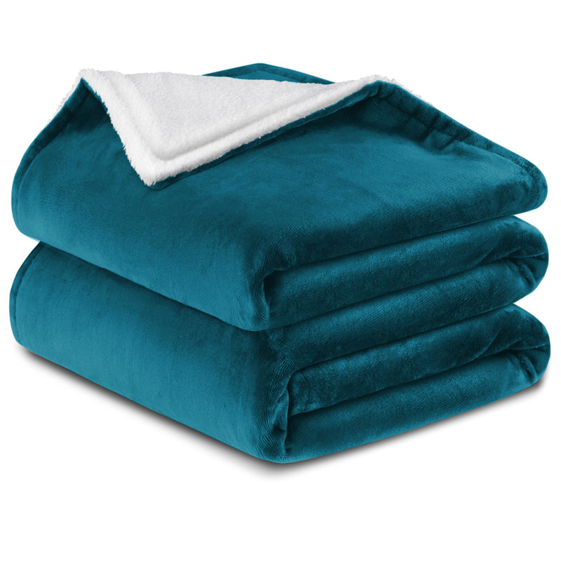 Haffa Reversible Sherpa Fleece Throw Blanket - Ultra-Soft, Warm & Cozy Comfort for All Seasons, Teal, 240cm x 200cm