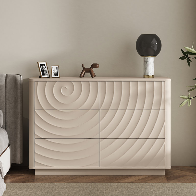 Commode double 6 tiroirs 46,5 "Arianna, Beige