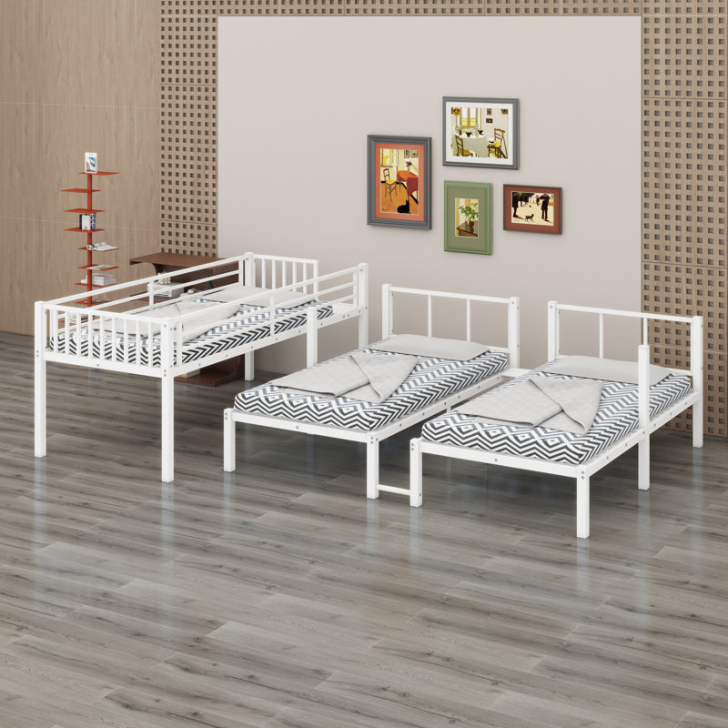 Metal Triple Bunk Bed, White