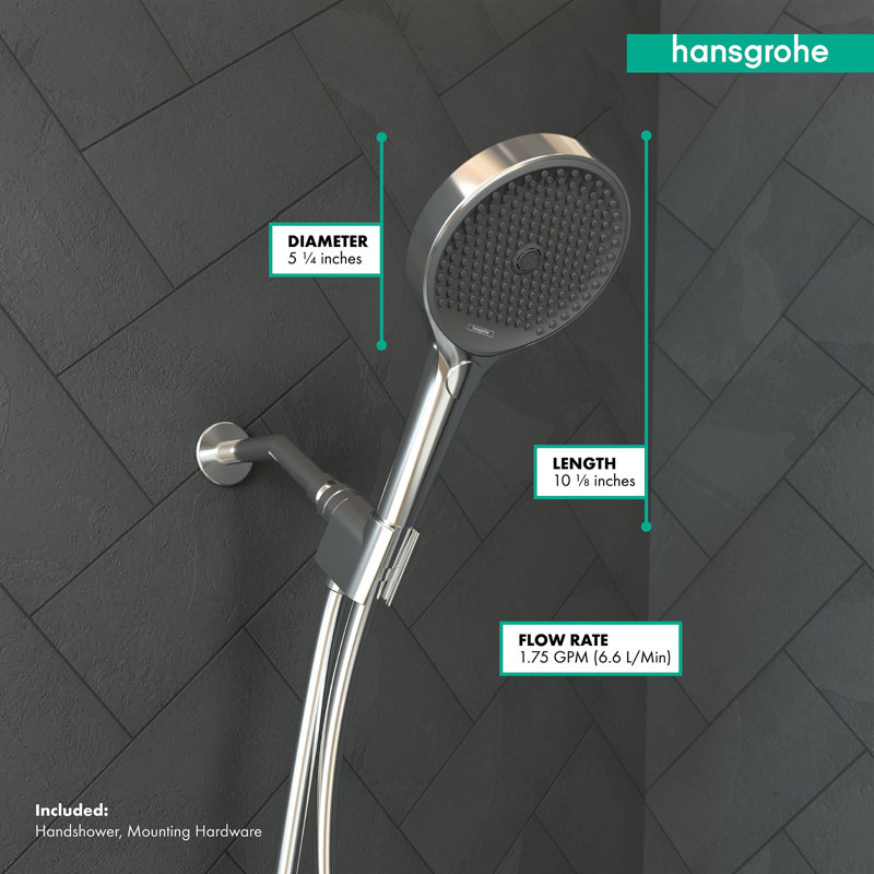 Hansgrohe Rainfinity Handheld 3-Jet Showerhead 130, Chrome, 1.75 GPM