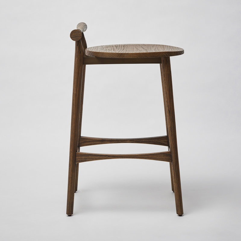 Madeira Upholstered Stool with Solid Wood Frame, Vintage Brushed Bronze