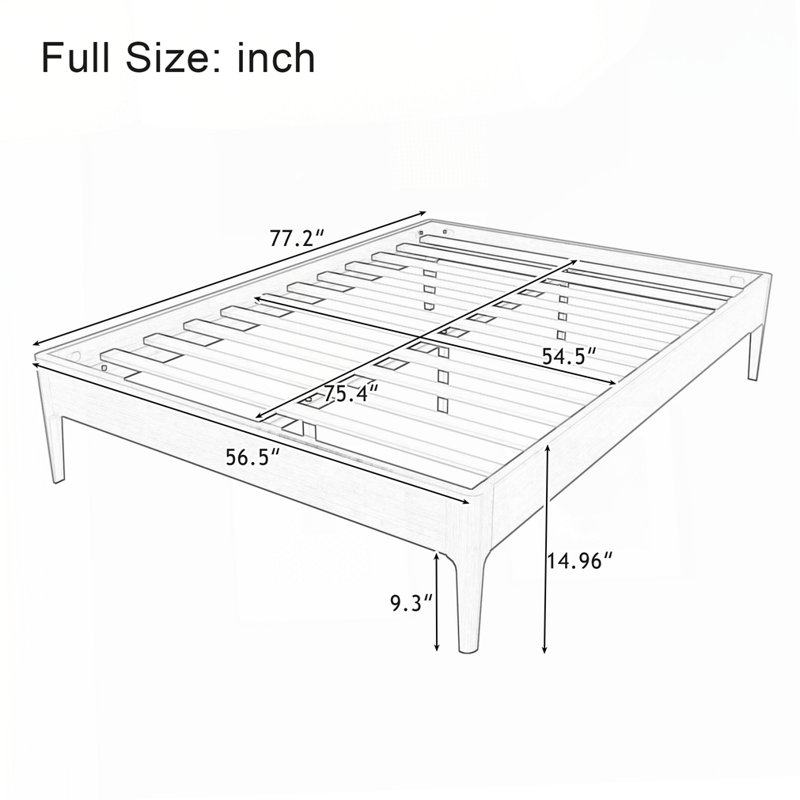 Bamboo Platform Bed Frame - Noise-Free with Underbed Storage, Natural, Full / Double