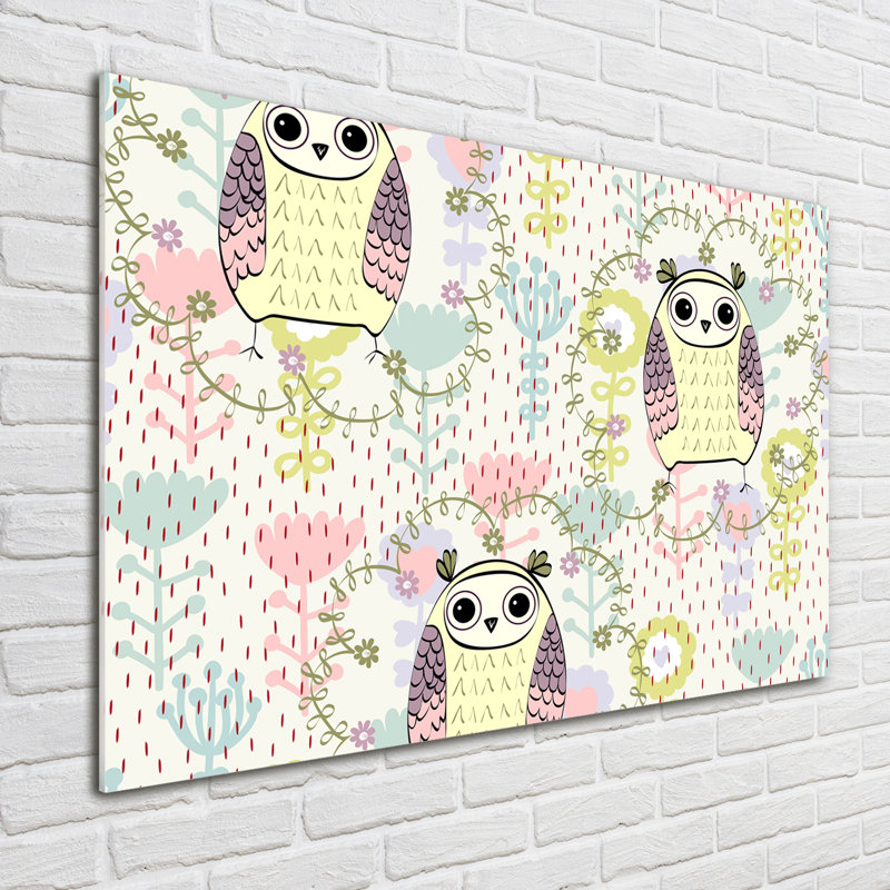 Owls - No Frame Print on Glass