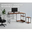 Bureau d'ordinateur avec bureau en coin réversible en forme de L, support pour écran, prises de courant et lumières DEL-1137139859