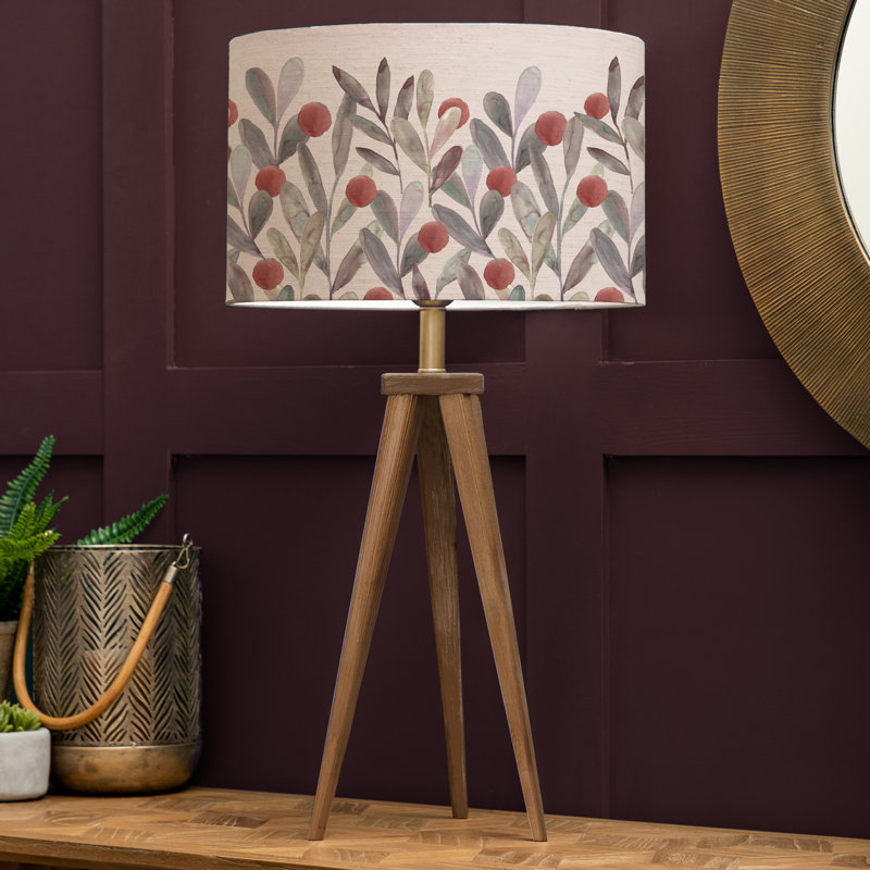 Aratus Wood Tripod Lamp, Red
