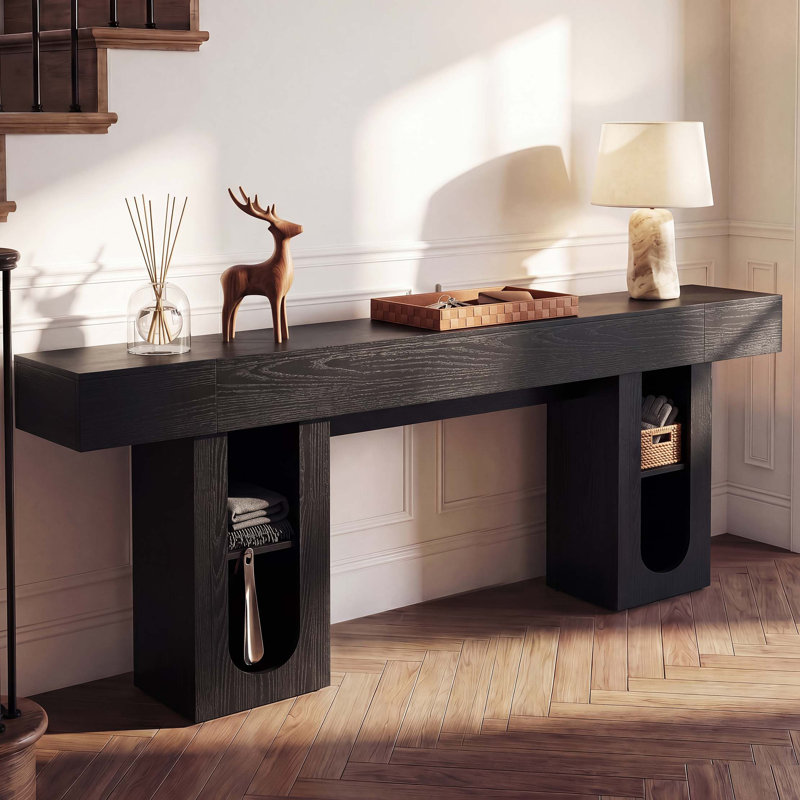 Console Farmhouse avec prise de courant intégrée et rangement réglable