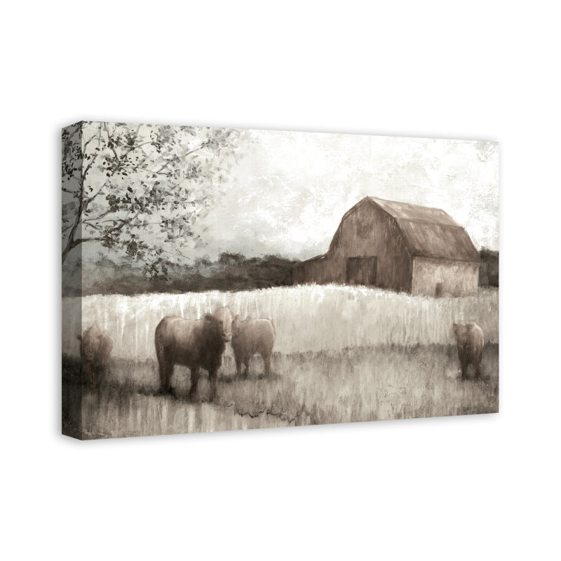 Reproduction d’art sur toile tendue de style grange neutre