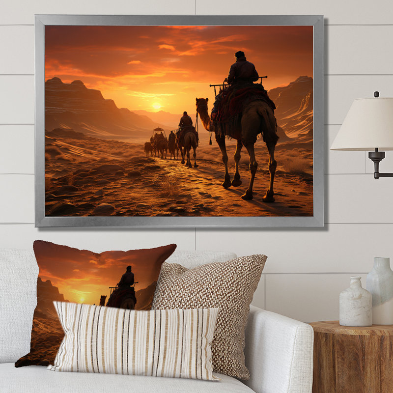 Asian Art Silk Road, reproduction d'art sur toile encadrée, H 12 po x l 20 po x P 1 po, Cadre photo argenté