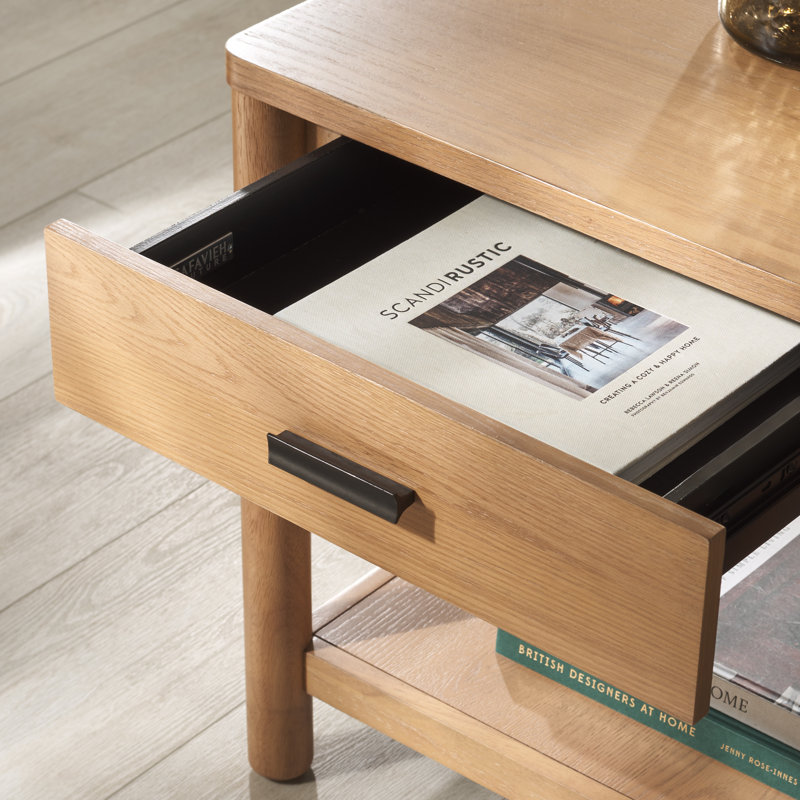 Jaylessa Wood 1 Drawer End Table, Natural