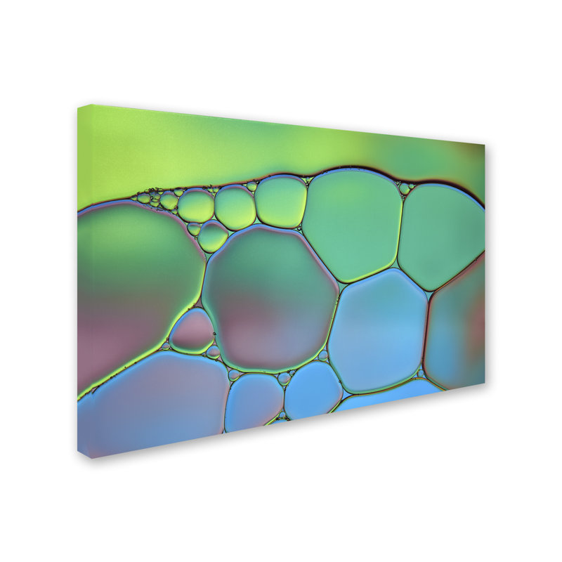 «Lime Green and Blue Stain Glass», reproduction de photo sur toile tendue, H 12 po x l 19 po x P 2 po