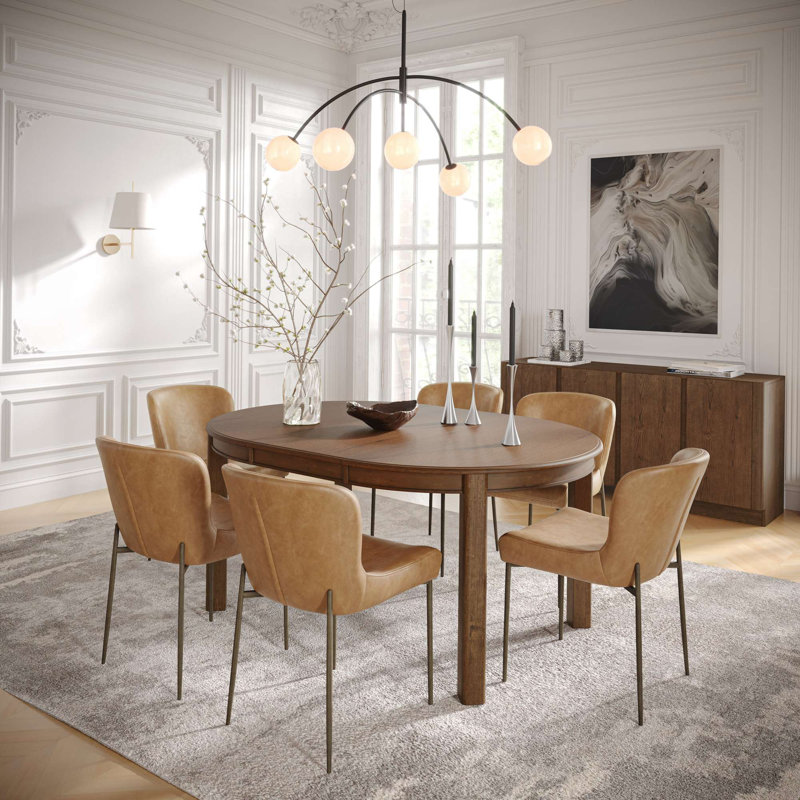 Ensemble de salle à manger 7 pièces Pritchard Modern Transitional, 7 pièces : table, 6 chaises, Marron clair