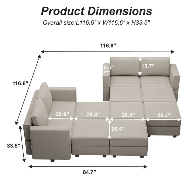 Canapé de rangement modulaire en velours Vashudev, Velours gris
