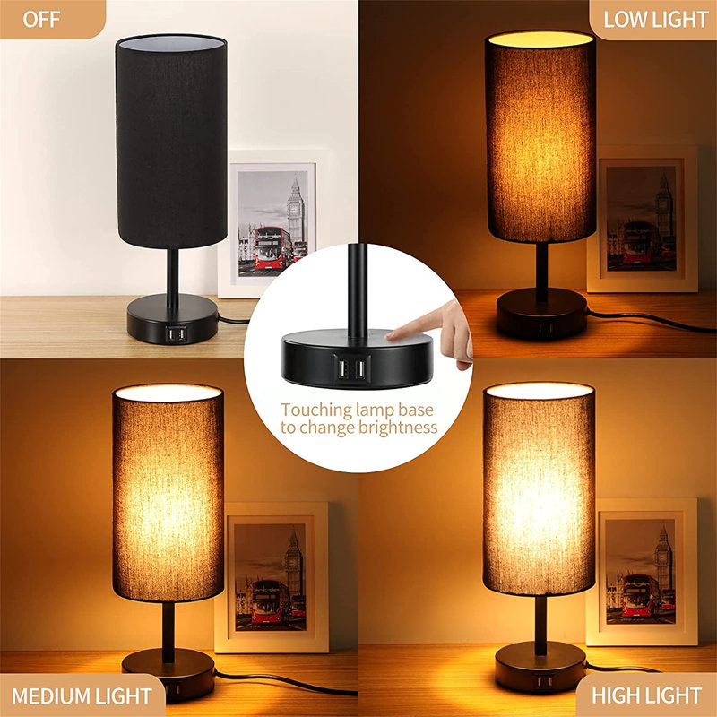 Metal Table Lamp, Black, Black
