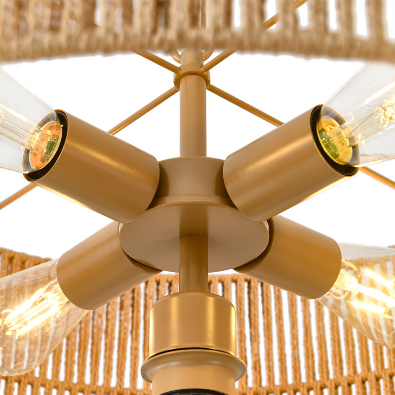 5-light Hand-Woven Rattan Drum Chandelier