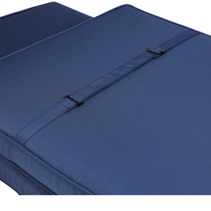 Navy Blue Chaise Lounge Cushion - & Fade , Removable Washable Cover, High Resilience Sponge, Practical Design With Straps Patio Pad Blue, Breathable , Resistance, Soft Sponge Filling