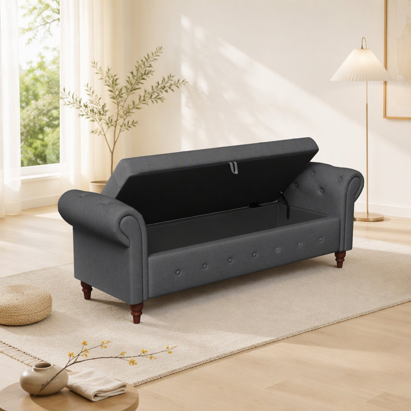 Bed Bench Dark Grey Fabric