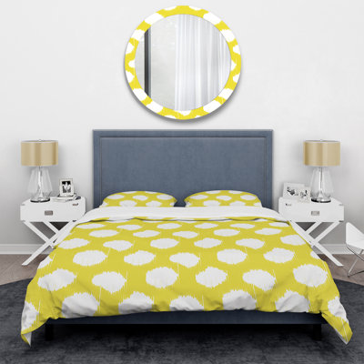 White Bold Dots Ikat Ikat Duvet Cover