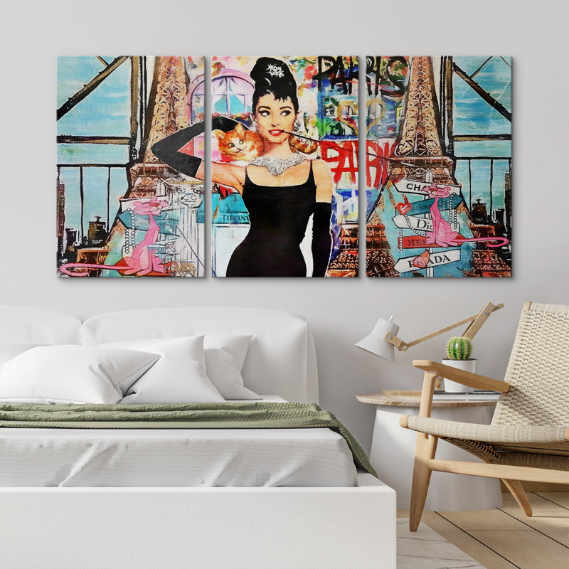 Audrey Hepburn Graffiti & Street Art, H 24 po x l 48 po, Toile tendue, Sans cadre
