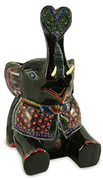 Statue en bois laqué Flem Elephant Charm