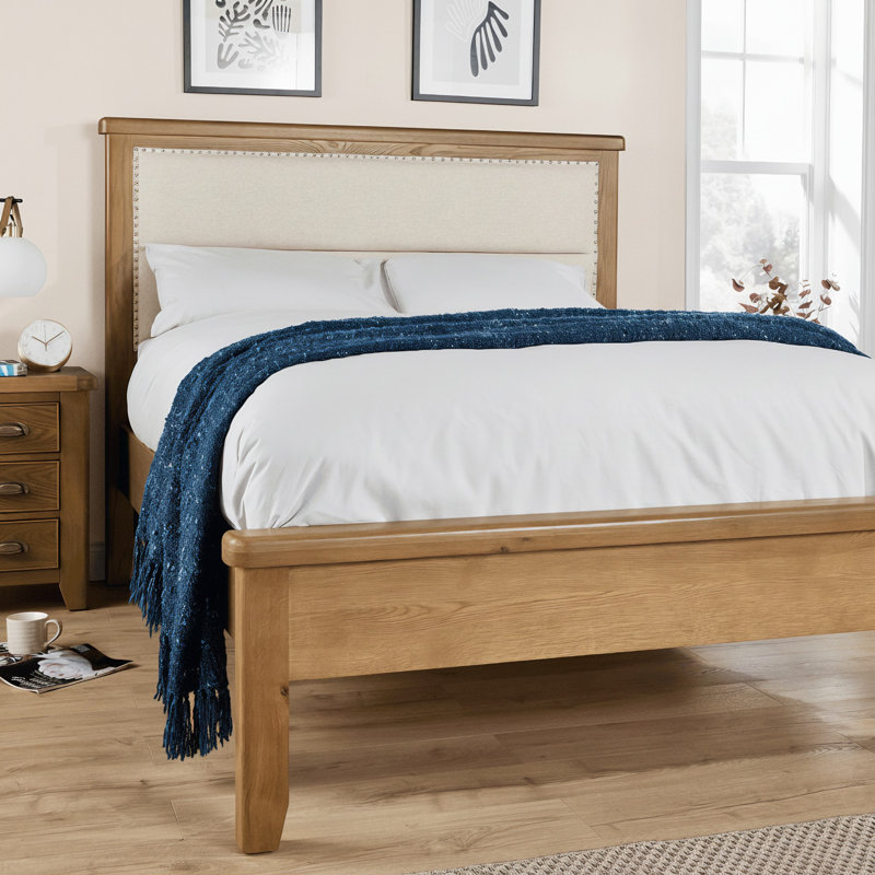 Gwenaelle Solid Wood Oak Veneer Bed Frame, Double (154 x 206 cm)
