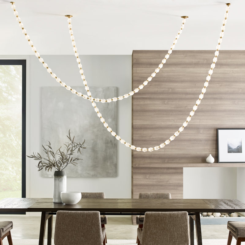 Collier 132 Chandelier, Natural Brass, 140.5" H x 2" W x 2" D